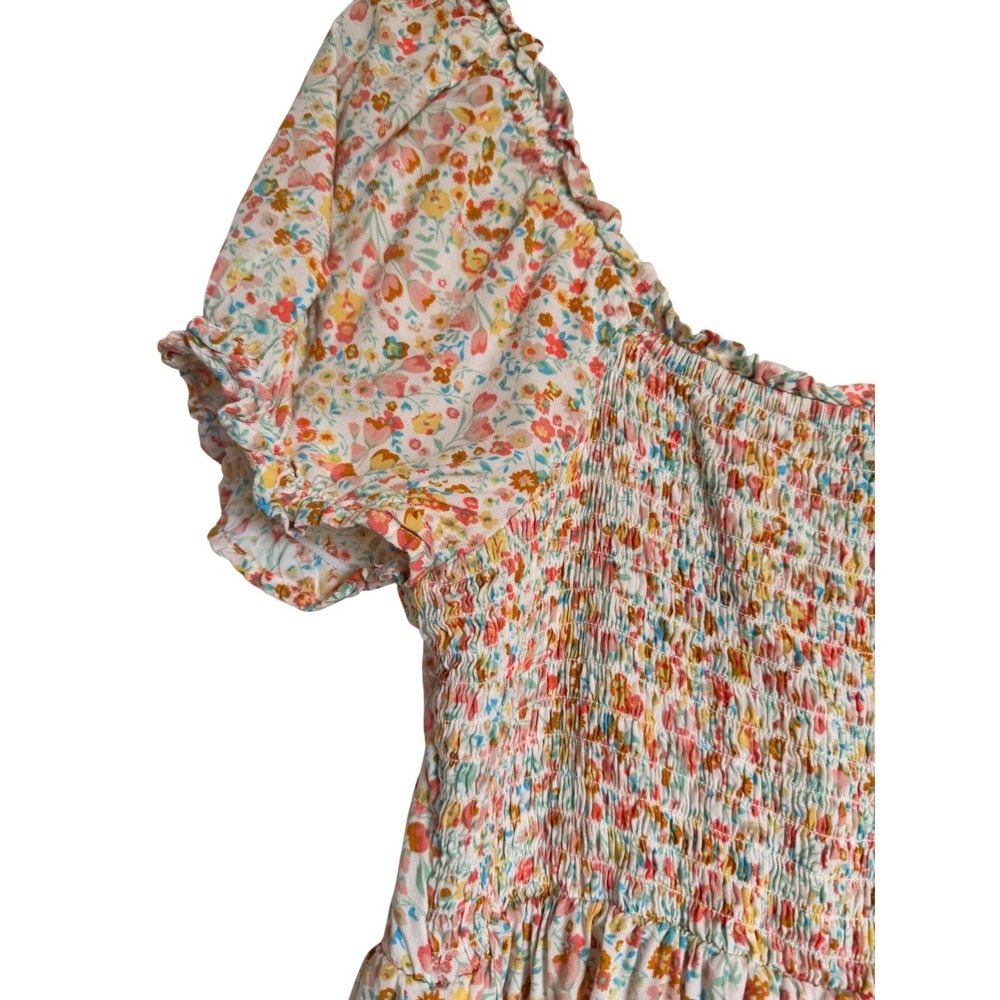 Cottagecore Feminine Coco + Jaimeson Floral Peasant Mini Dress Puff Sleeve Sz M - Picture 8 of 12